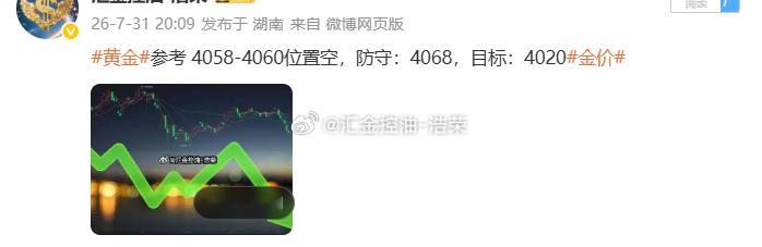 黄金4058位置空，行情如期下跌，在4041位置空单浮盈170个点，百点利润达成