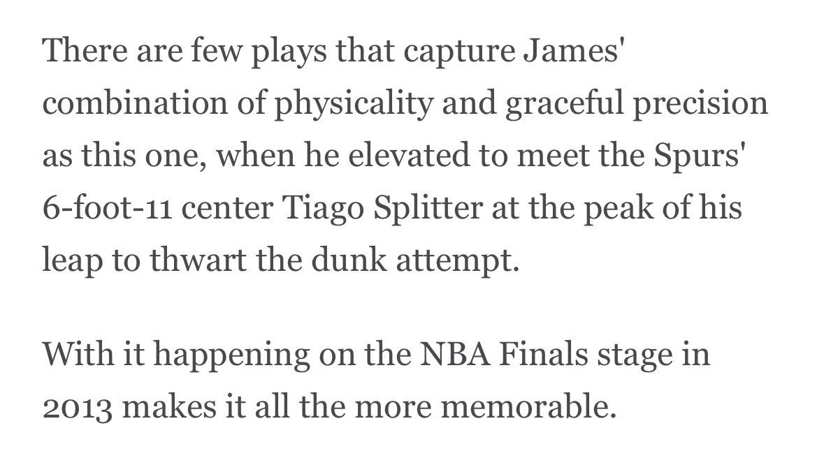 今晚赛前，开拓者队主教练蒂亚戈·斯普利特回忆了13年前勒布朗·詹姆斯对他的盖帽，