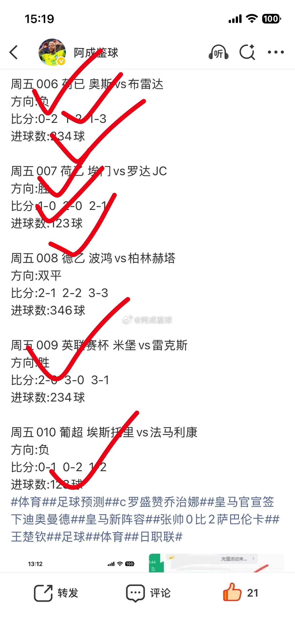昨天推荐依旧红火 日职的7+给我是看的目瞪口呆😦足球体育足球预测日职联