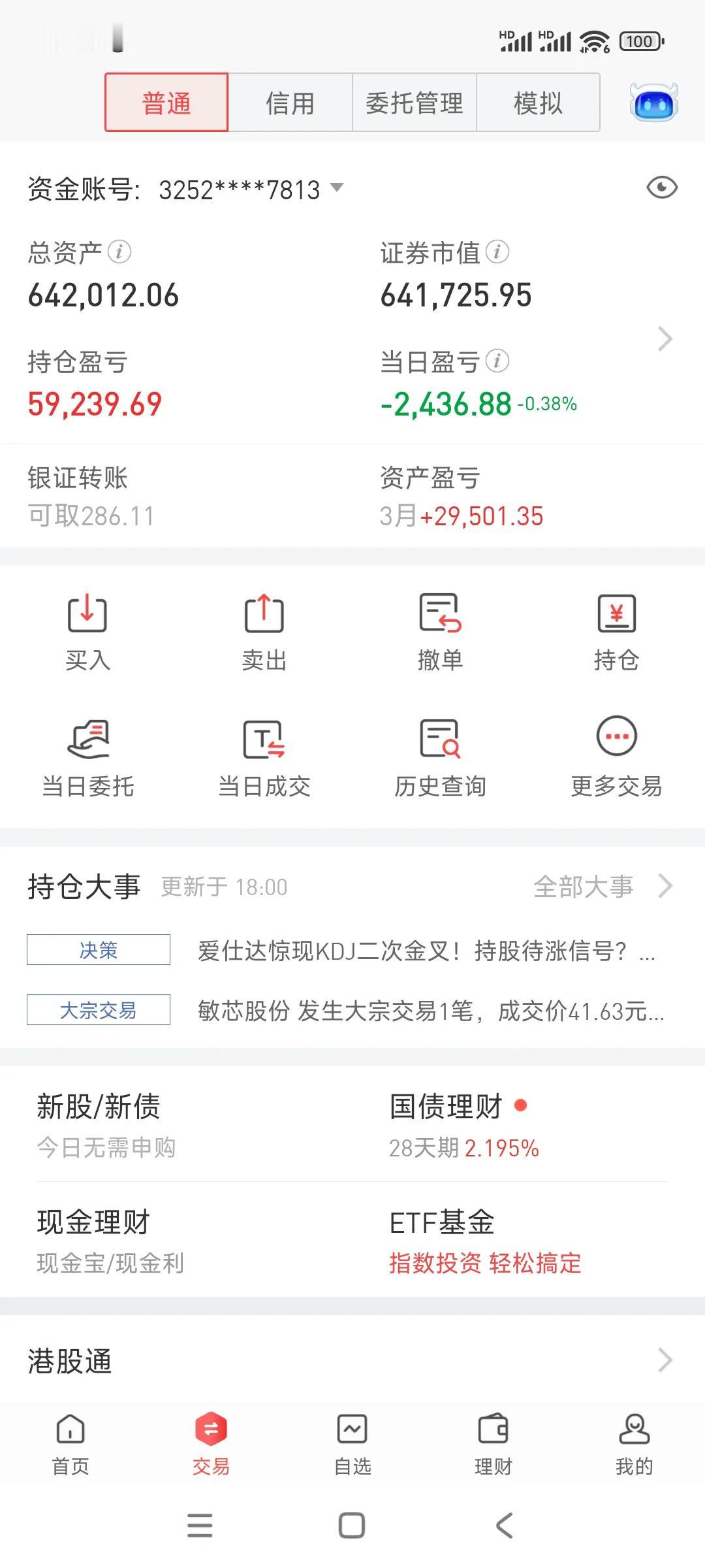 今天看了一天展会没看盘，AWE2024开幕第一天，收盘账户小跌，波动不大，不知道