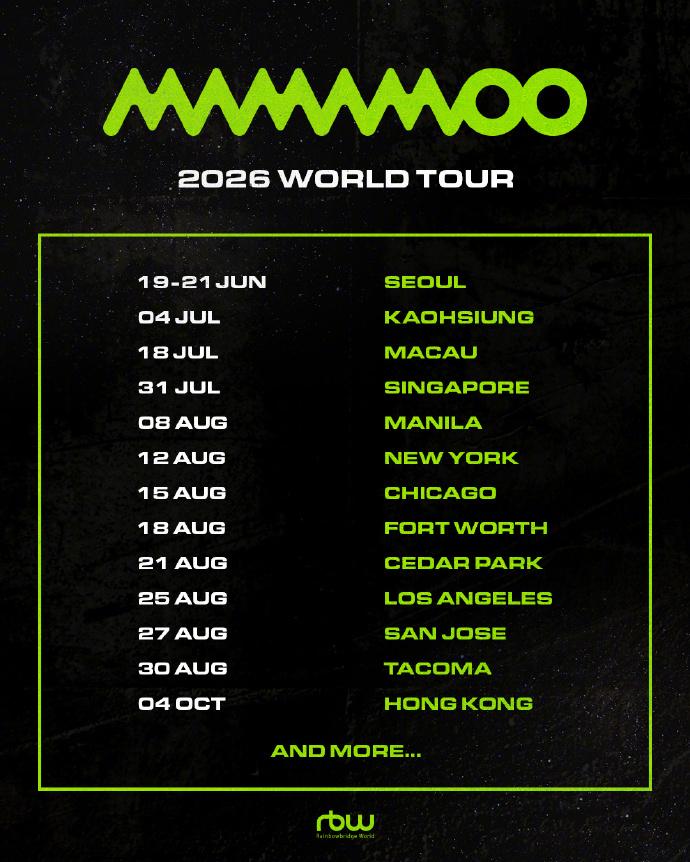 【Twi】MAMAMOO 2026 WORLD TOUR ANNOUNCEMEN