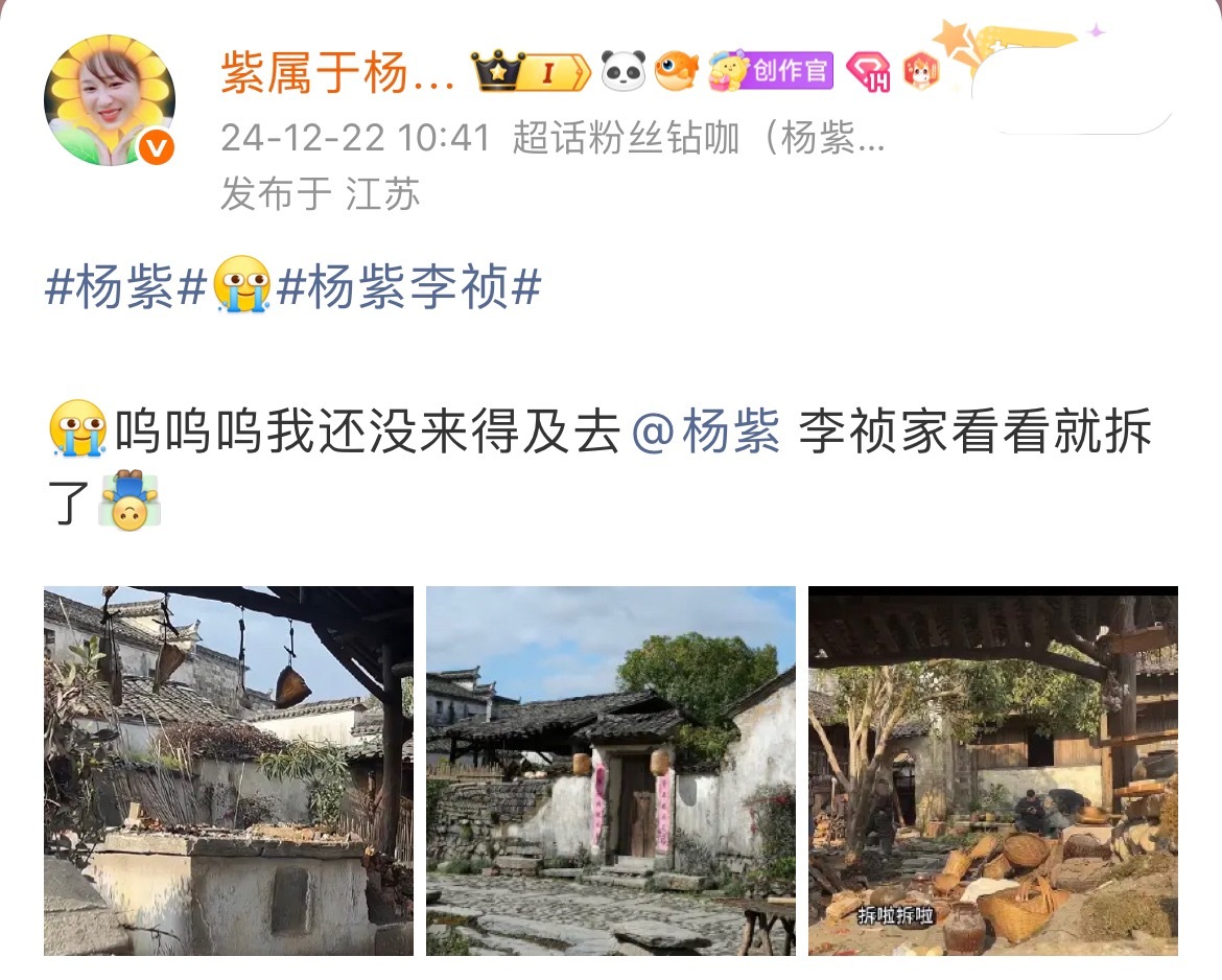 杨紫安徽路透杨紫 我也是还没来得及去李祯家看看就拆了