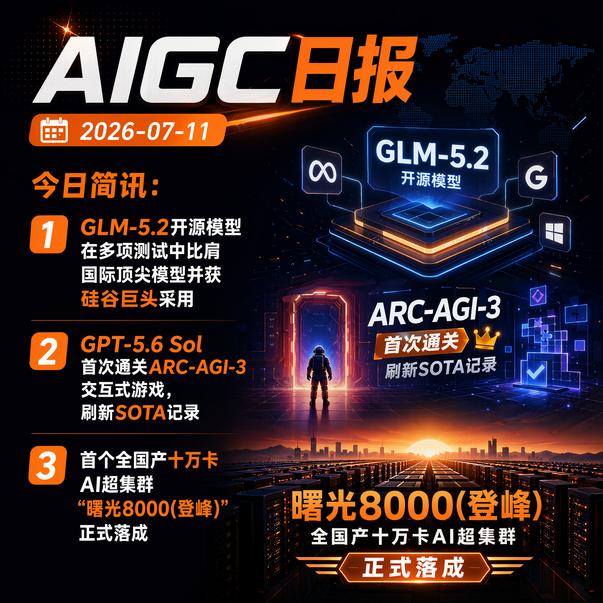 【AIGC日报 · 2026-07-11】今日简讯：1、GLM-5.2开源模型在