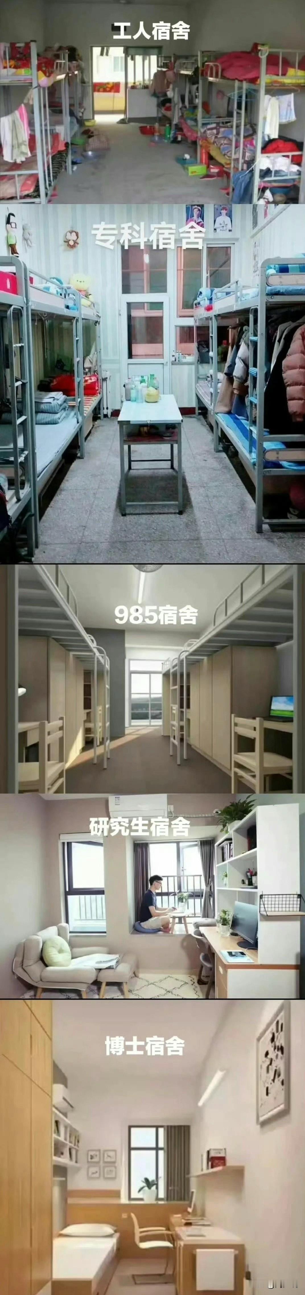为什么要上个好大学，来看看这些大学宿舍的差距就知道了。看完之后，你会发现工人宿舍