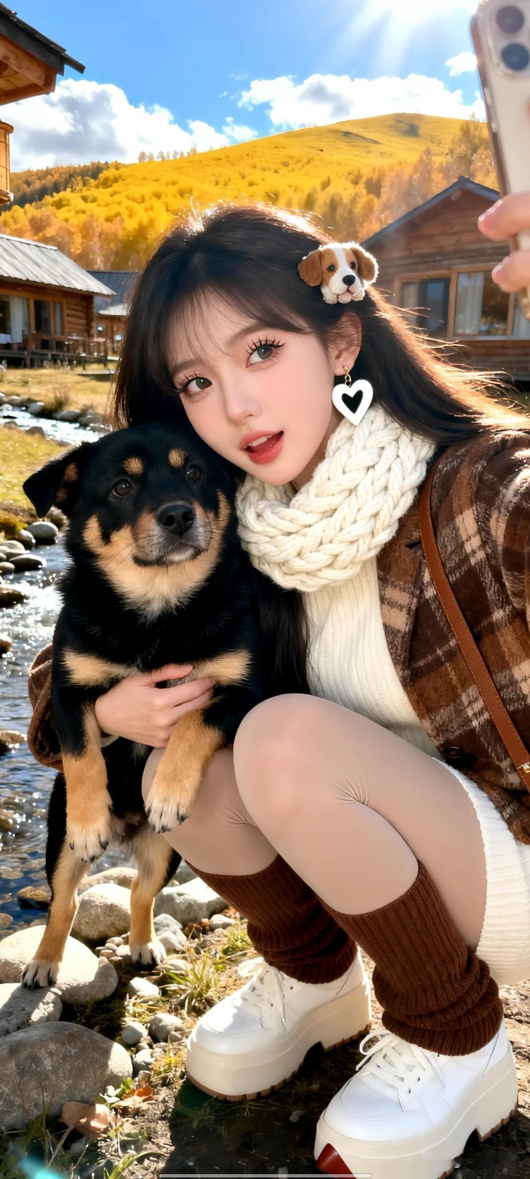 山野寻芳意，犬伴共欢颜。