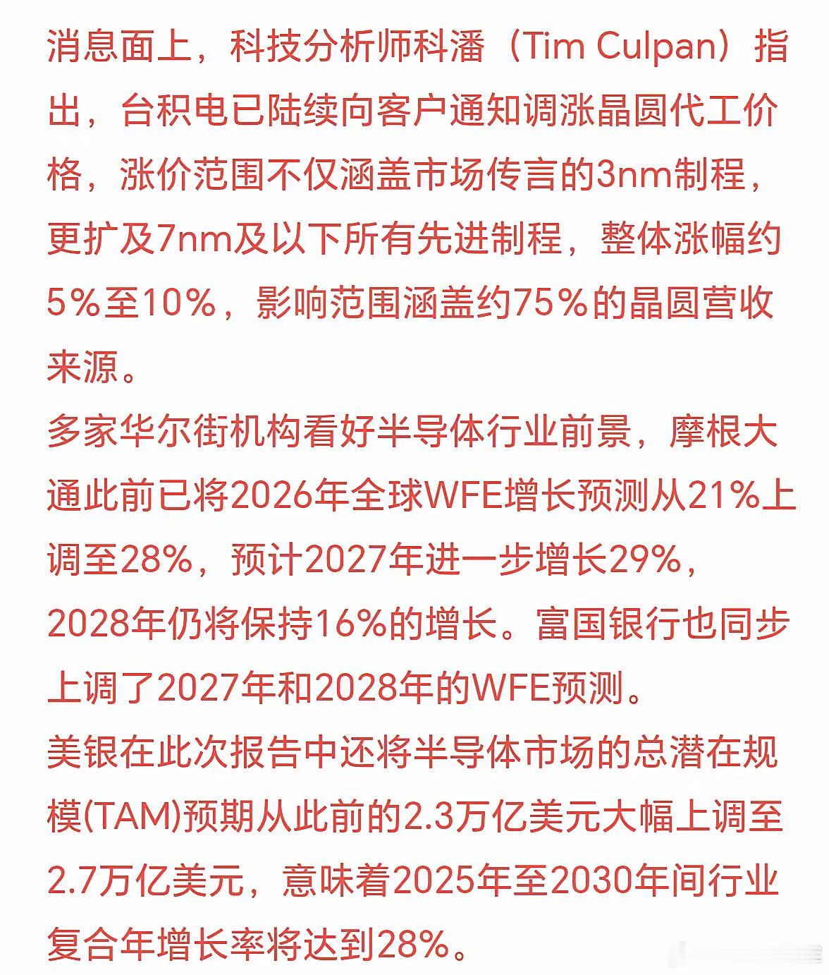 今天半导体板块为何爆拉呢？因为大利好来了，台积电带头涨价，市场开始疯抢筹码，这可