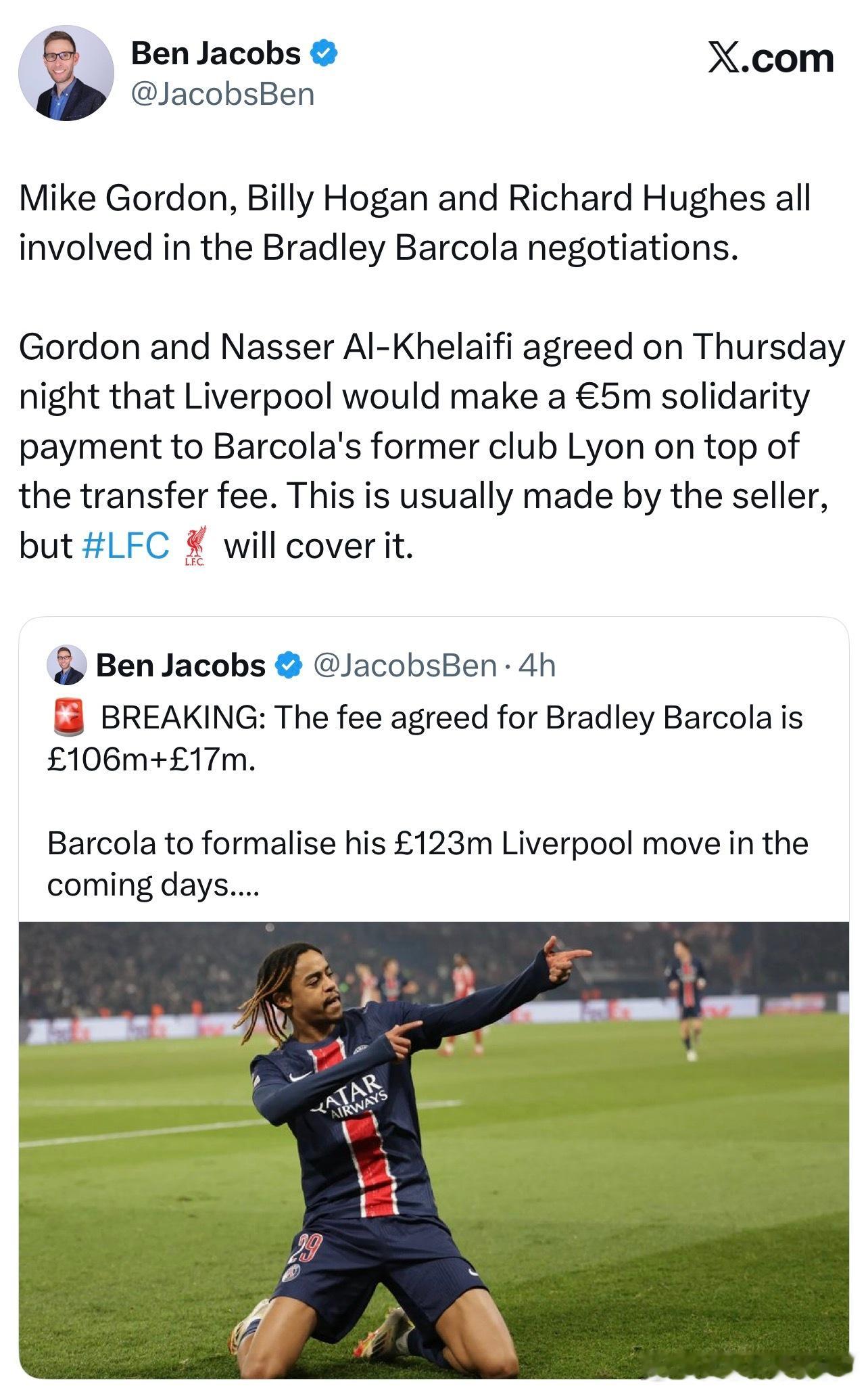 Ben Jacobs透露迈克戈登，比利霍根以及休斯都有参与到巴尔科拉的谈判之中。