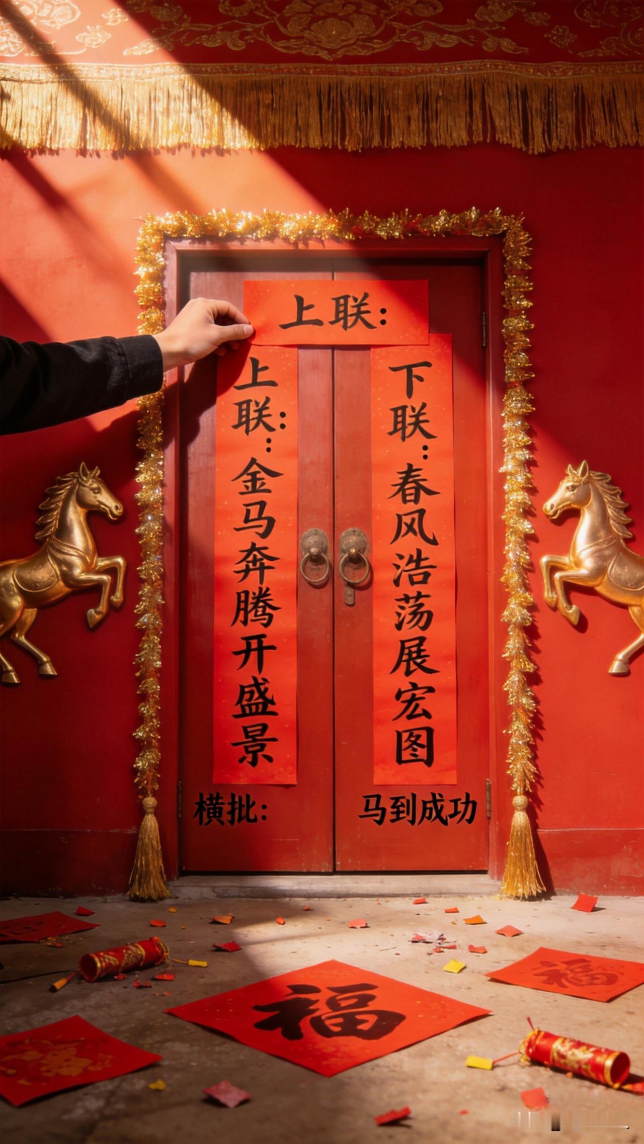 上联：门贴红联辞旧岁
下联：？？？？？？？
今天过年的仪式感，都在这一句里了！