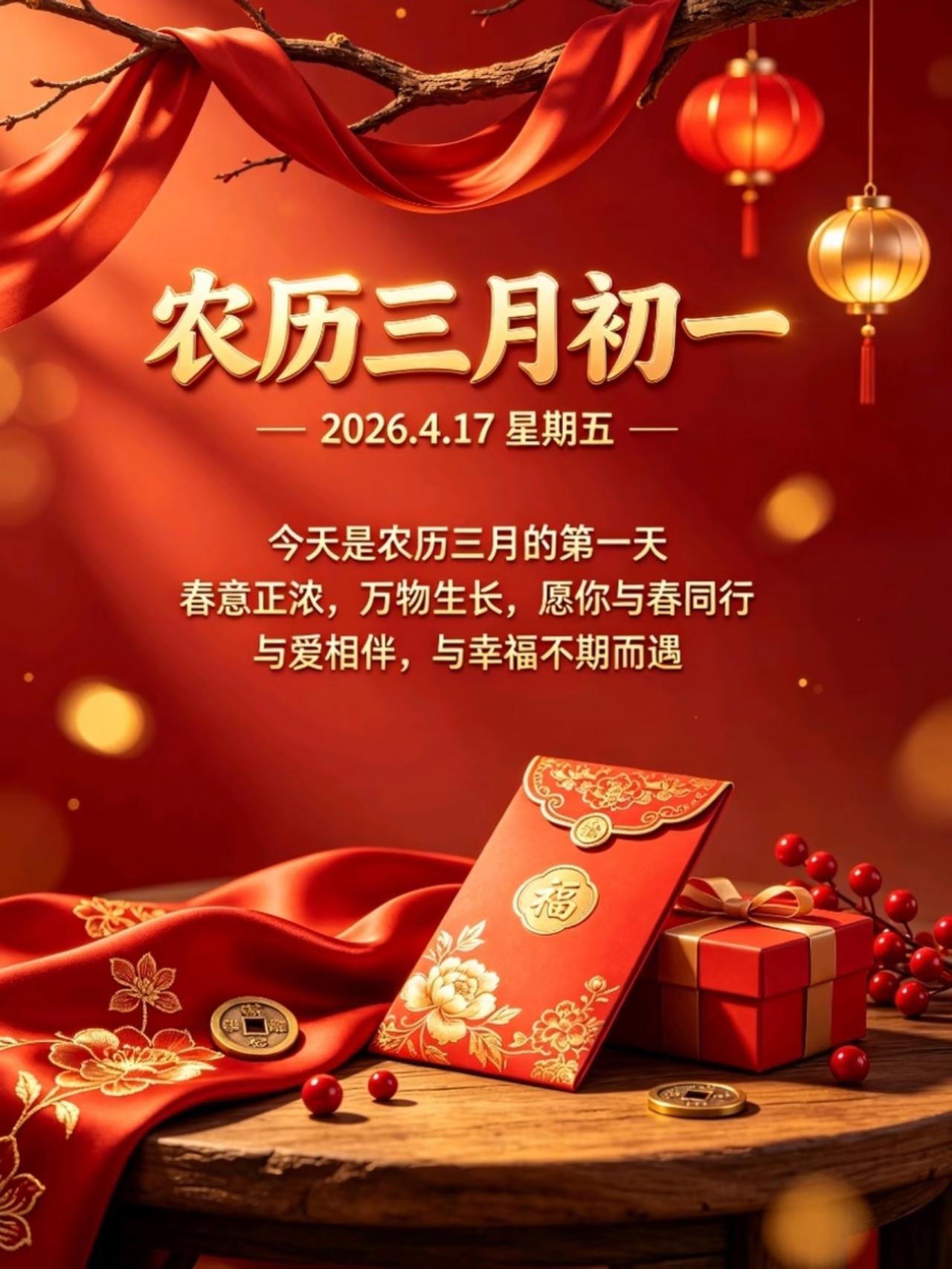 今日三月初一，做好三件事，为全家讨个财多福多！

        今天是农历三月