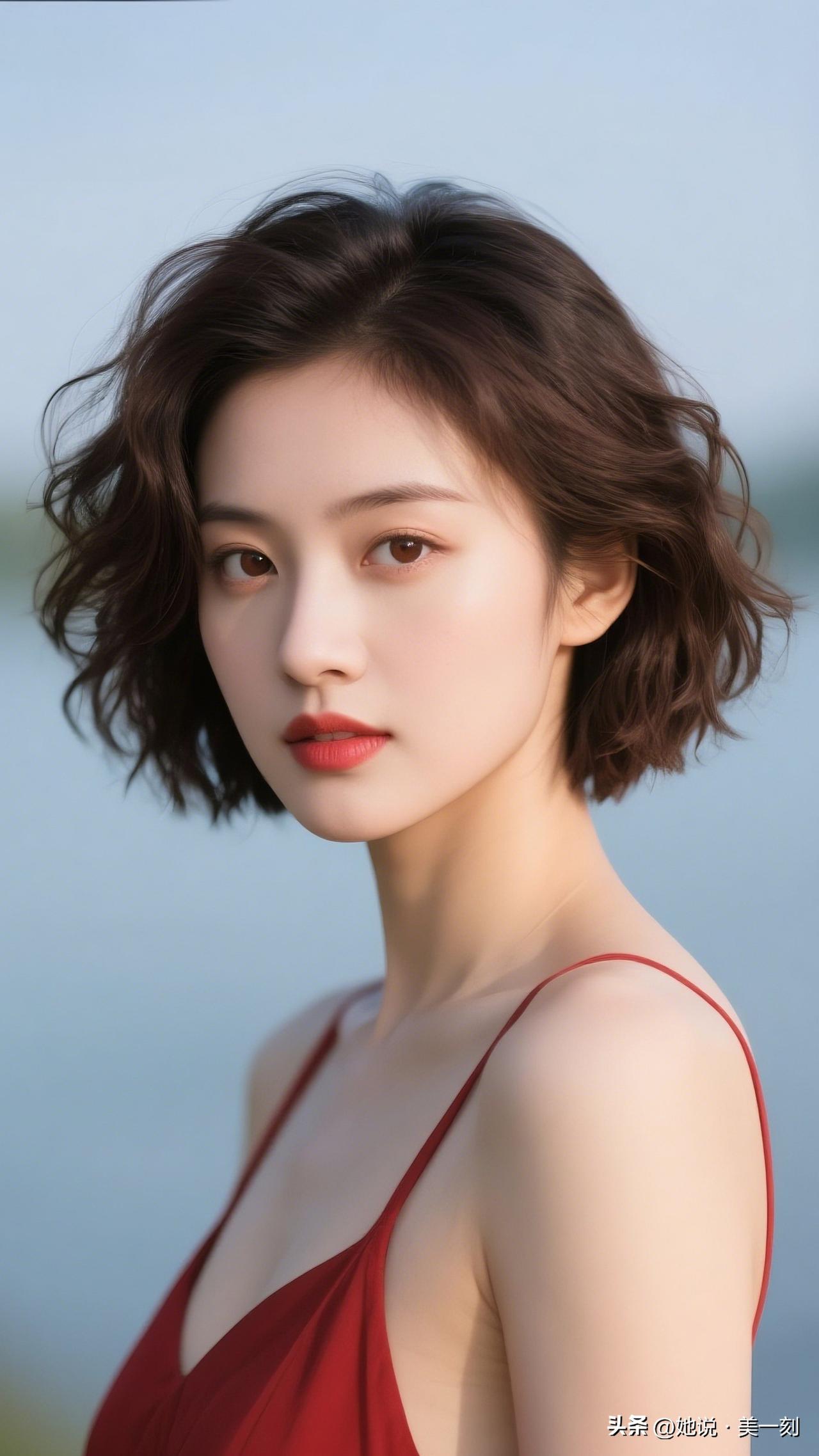 温柔的海风轻拂，红裙少女，惊艳时光。女人最耐看的长相是什么样的