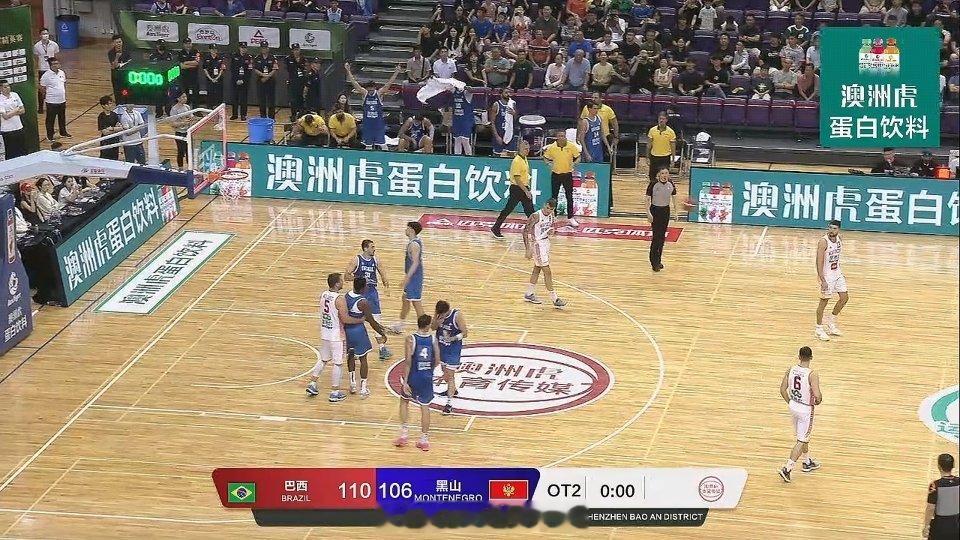 比赛结束，110-106，巴西黑山竟然打了两个加时才决出胜负。广东全运男篮202