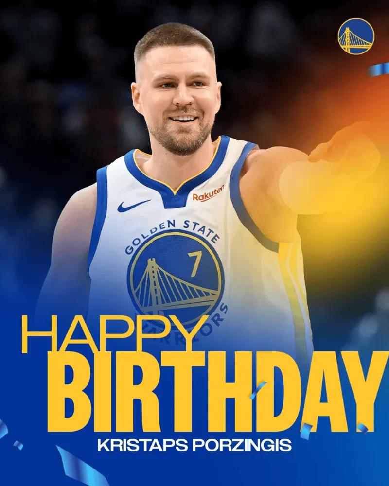 勇士官方晒照：让我们一起祝波尔津吉斯生日快乐
08月03日讯，在这个阳光明媚的早
