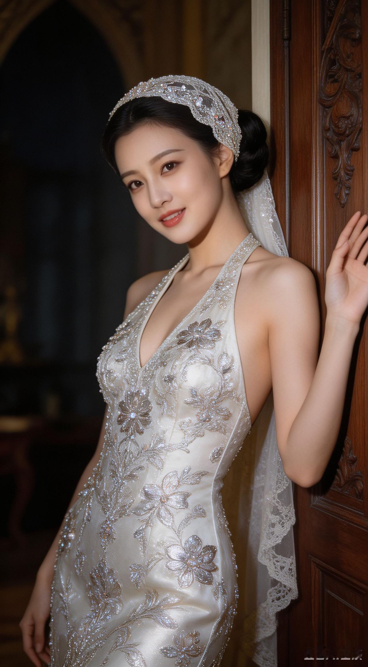 美女晚礼服，迷人