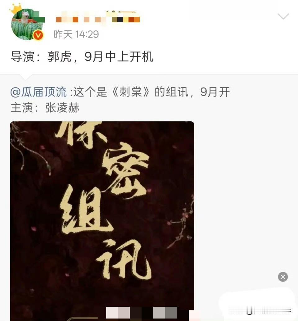 张凌赫卢昱晓《刺棠》更换导演，原定的易军被替换成郭虎，很大程度是受《这一秒过火》