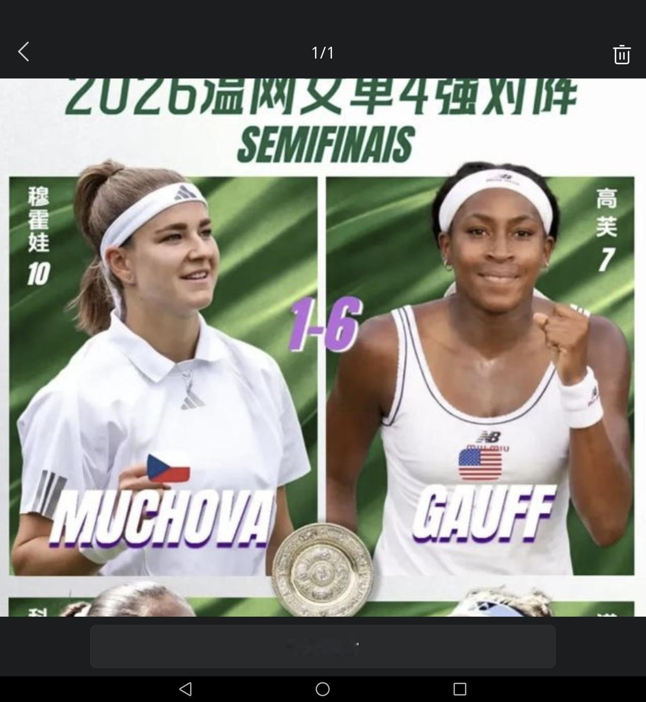 北京时间7月8日晚，温网女单1/4决赛全部战罢。高芙、穆霍娃、科斯秋克、诺斯科娃
