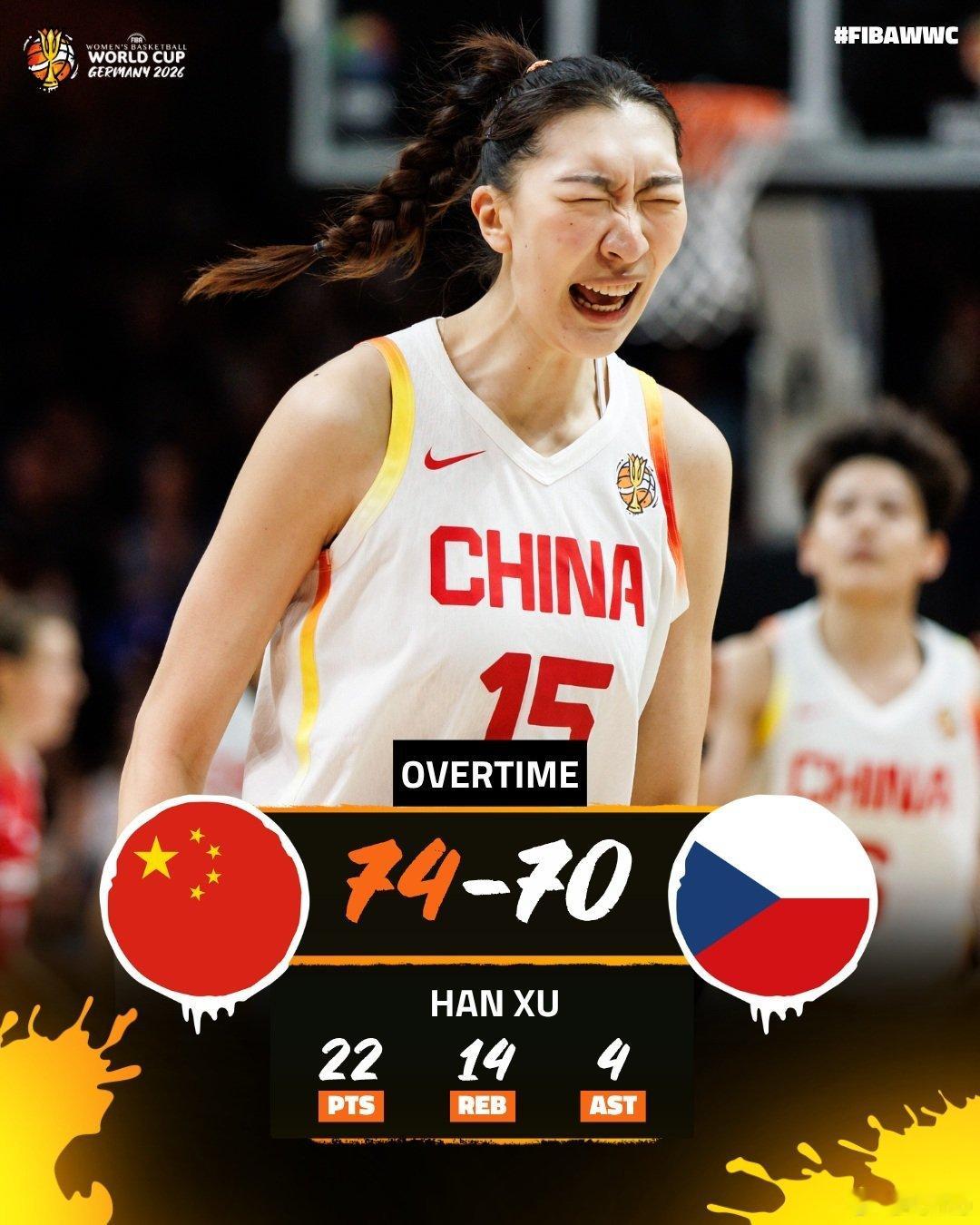 死里逃生！女篮加时74‑70险胜捷克，杨舒予绝平救主女篮世界杯D组，中国女篮历经