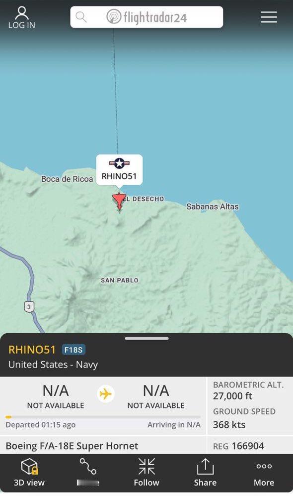 突发新闻——美军一架战斗机闯入委内瑞拉领空后，关闭了其应答机。