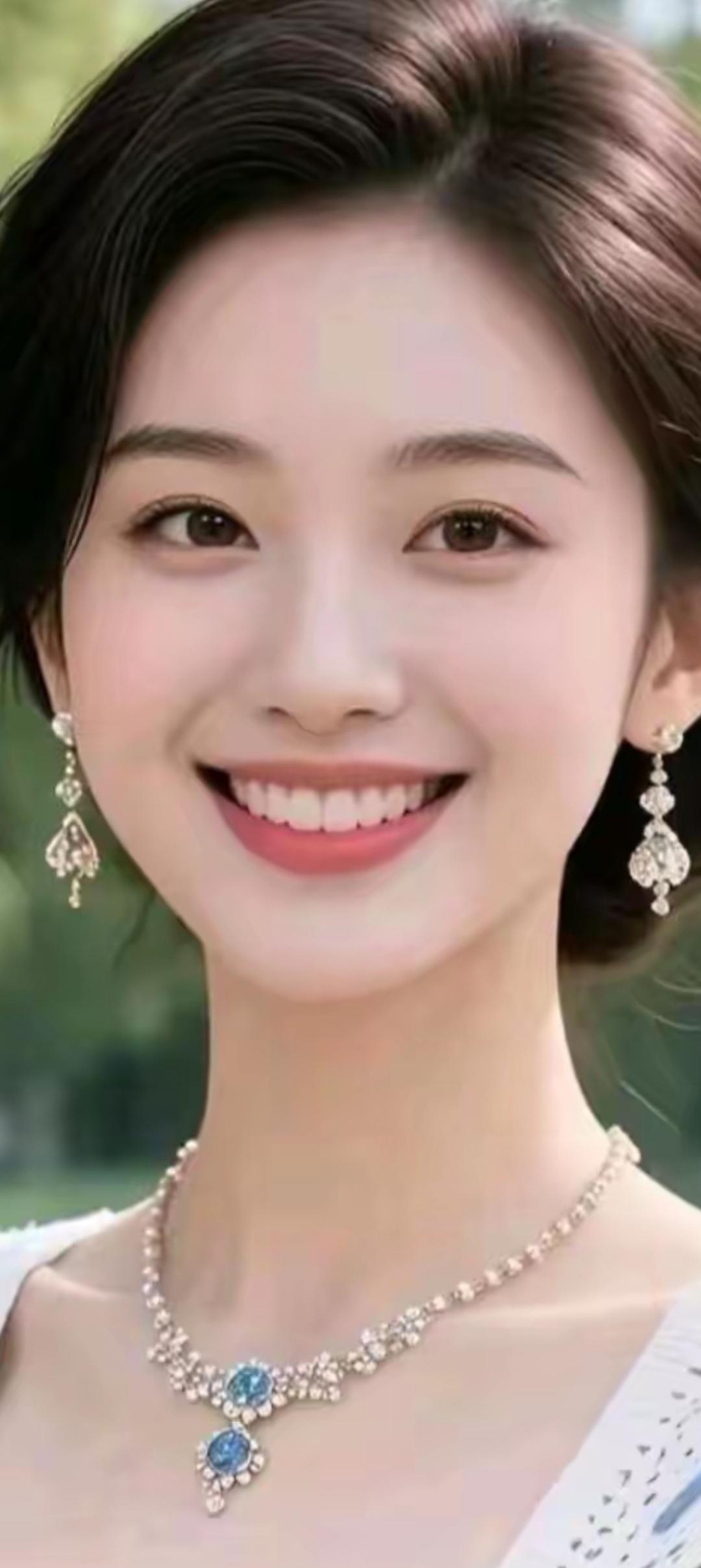 优雅微笑，闪耀珠宝，完美女神！💎😊