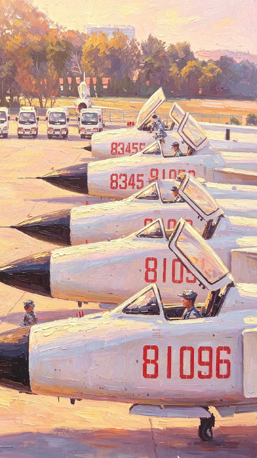 航空艺术绘画·海军航空兵歼八战斗机
