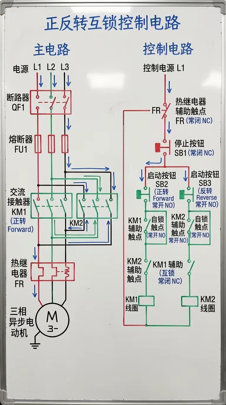 正反转自锁互锁控制电路的接线方法。