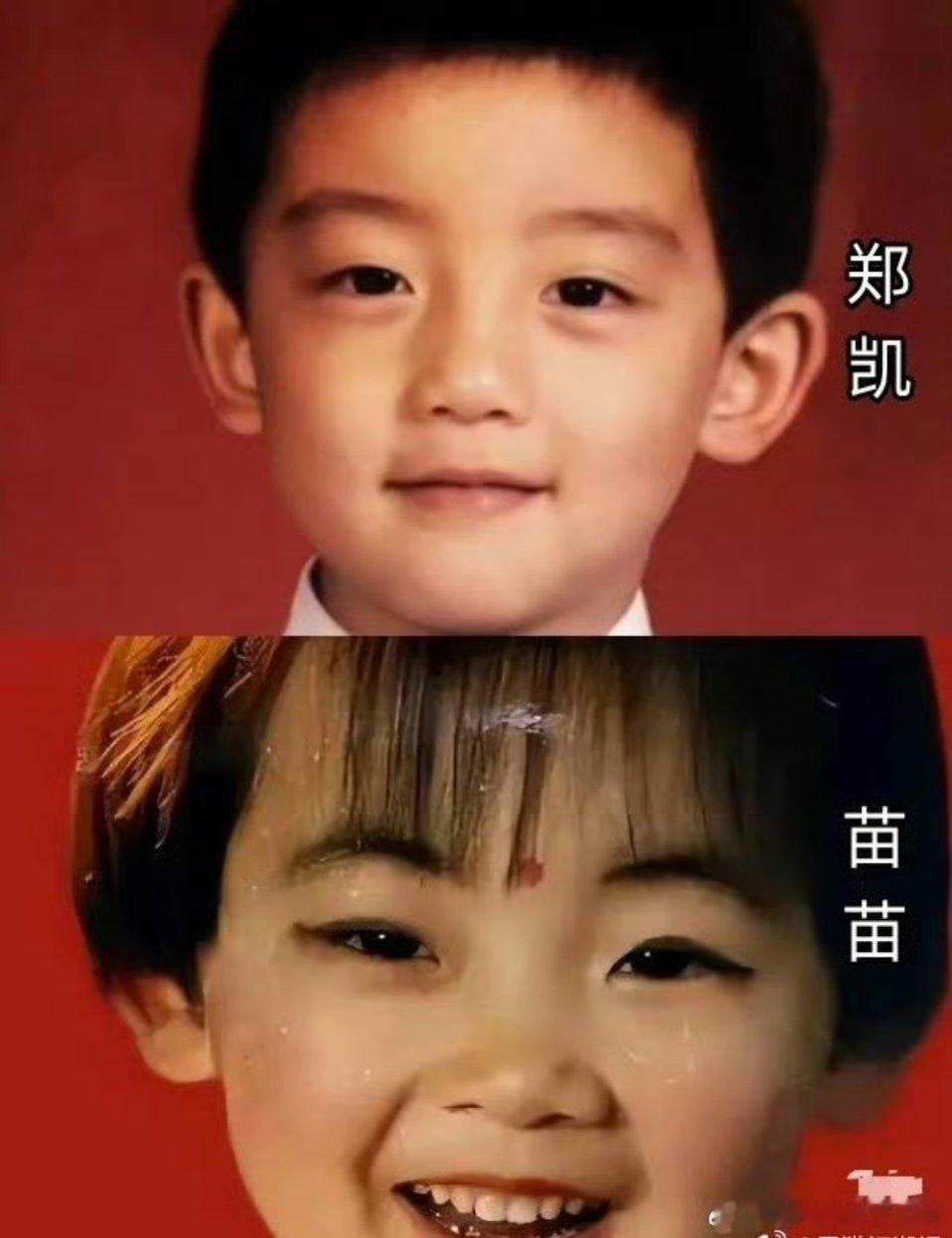 郑恺苗苗从小共用一张脸好像郑恺和苗苗小时候长得还真的挺像的，原来缘分早已经注定了