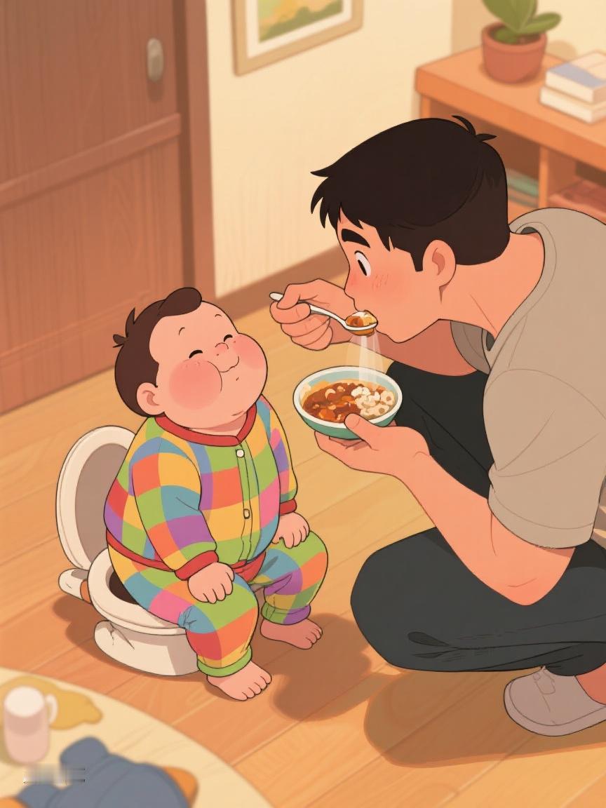 AI妙生图在这平凡日常里，父亲一勺一勺喂饭，那是爱与陪伴，细水长流的温暖。