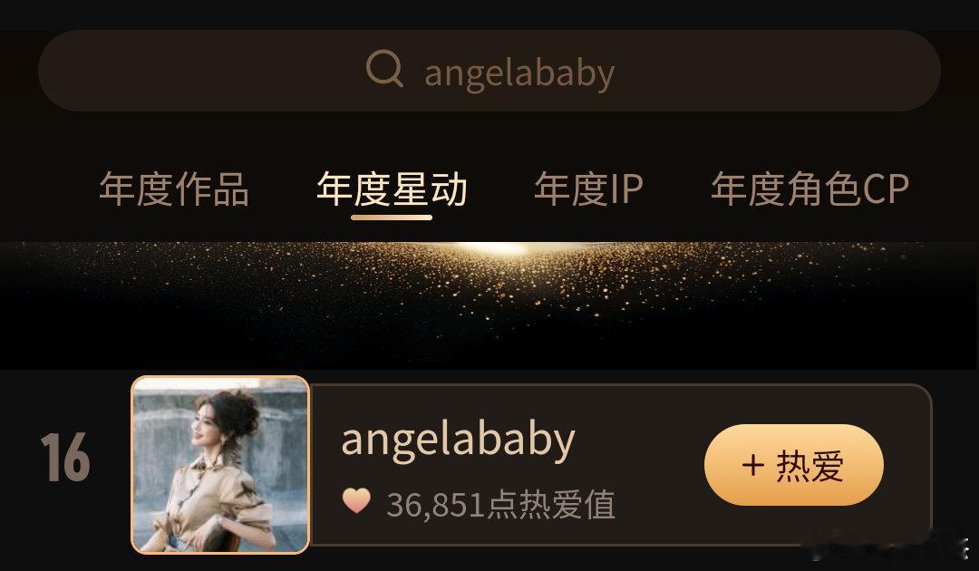 超话大赏｜angelababy 2025超话大赏活动，所有将将速来做现在第十六名