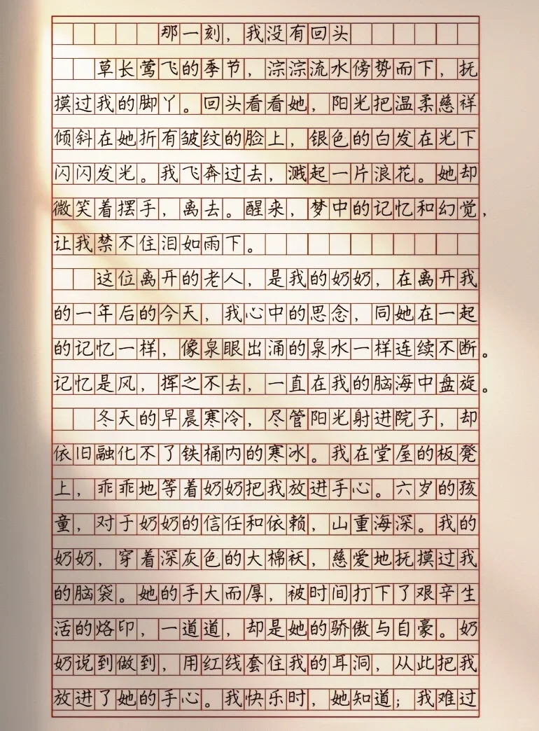 作文【那一刻，我没有回头】