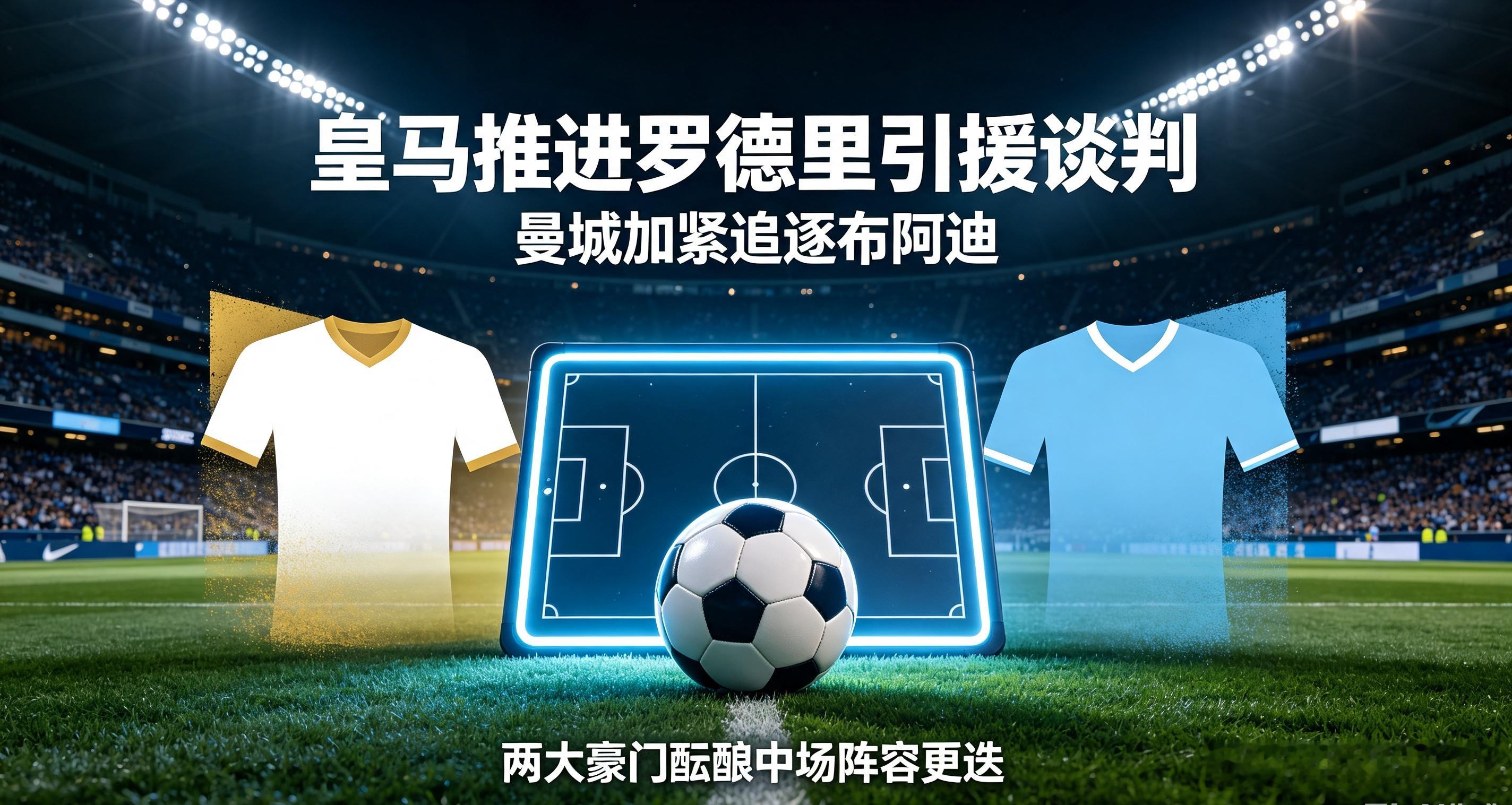 转会市场传来重磅动态，皇马持续推进罗德里引援谈判，曼城加紧追逐里尔小将布阿迪，两