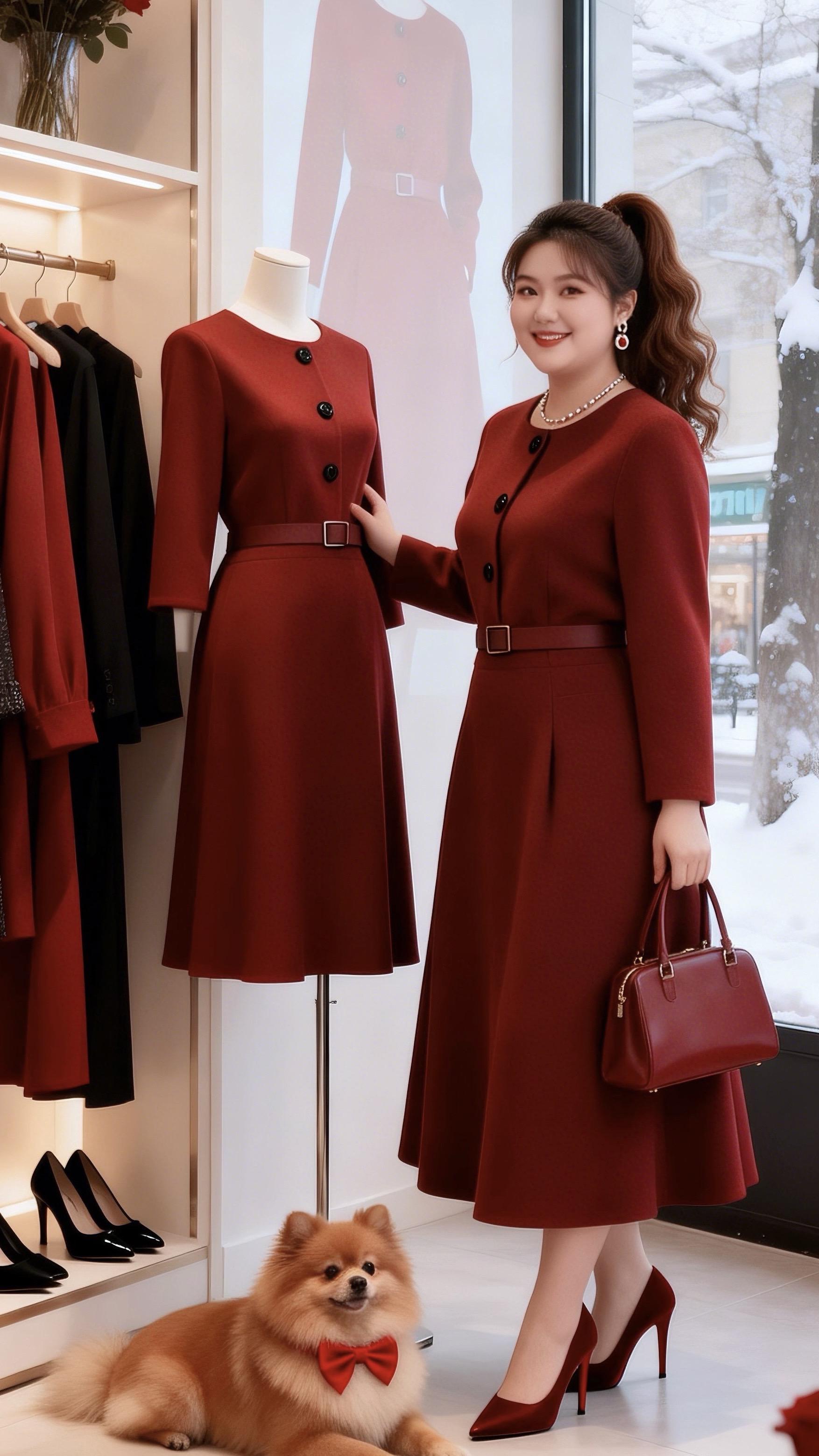 大码女装气质连衣裙高级感穿搭 秋冬韩系氛围感穿搭 让人眼前一亮的跨年约会穿搭