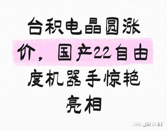 台积电晶圆涨价，国产 22 自由度机器手惊艳亮相