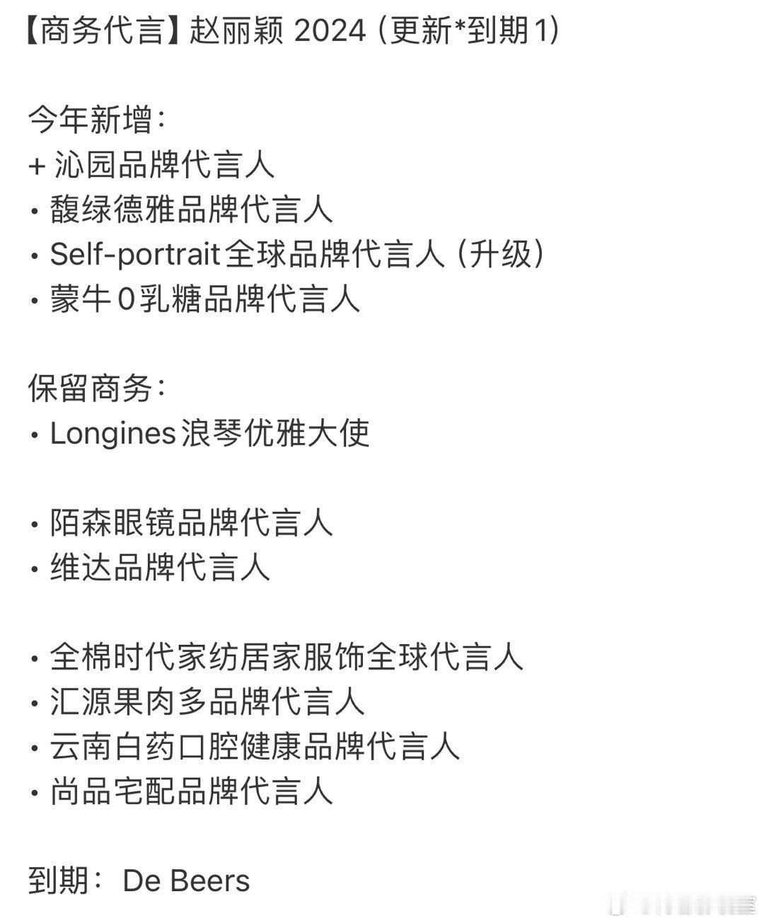 赵丽颖今年到现在五大挂0，手里只有一个轻奢腕表大使了！高💎到期！这姐属于时尚圈