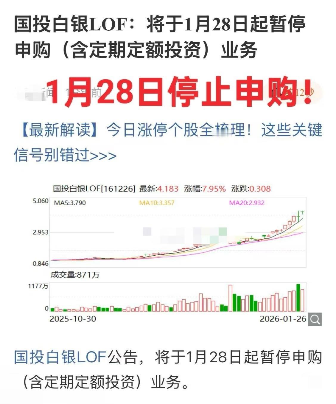 玩辣！白银不让套利了！28日停止申购！
我的天！白银直接不让申购了。白银套利结束
