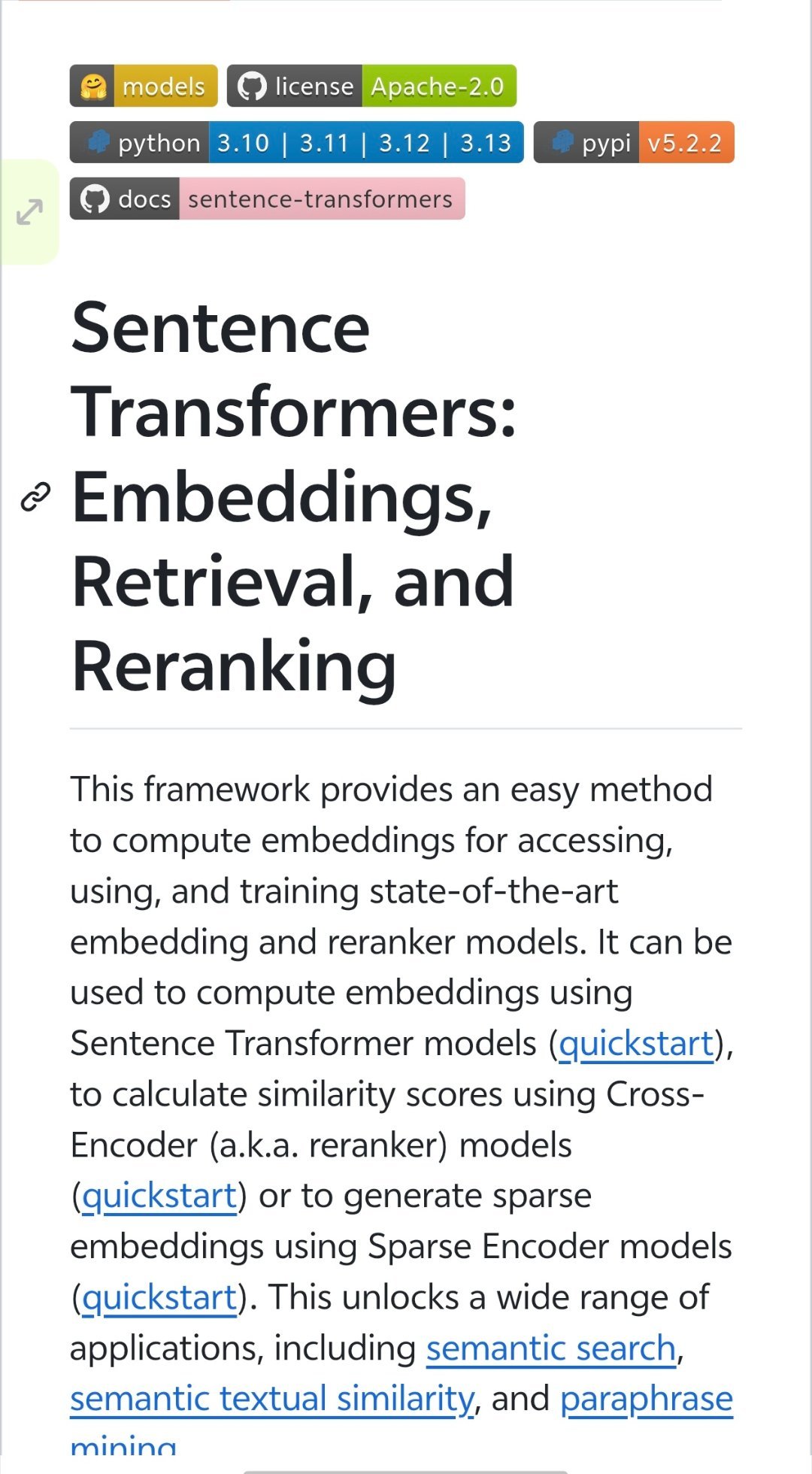 在文本相似度计算和语义搜索方面, Sentence-Transformers 是