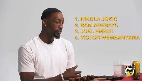 阿德巴约给内线排名：约基奇第1，我第2，大帝第3，文班第4。今年连DPOY候选人