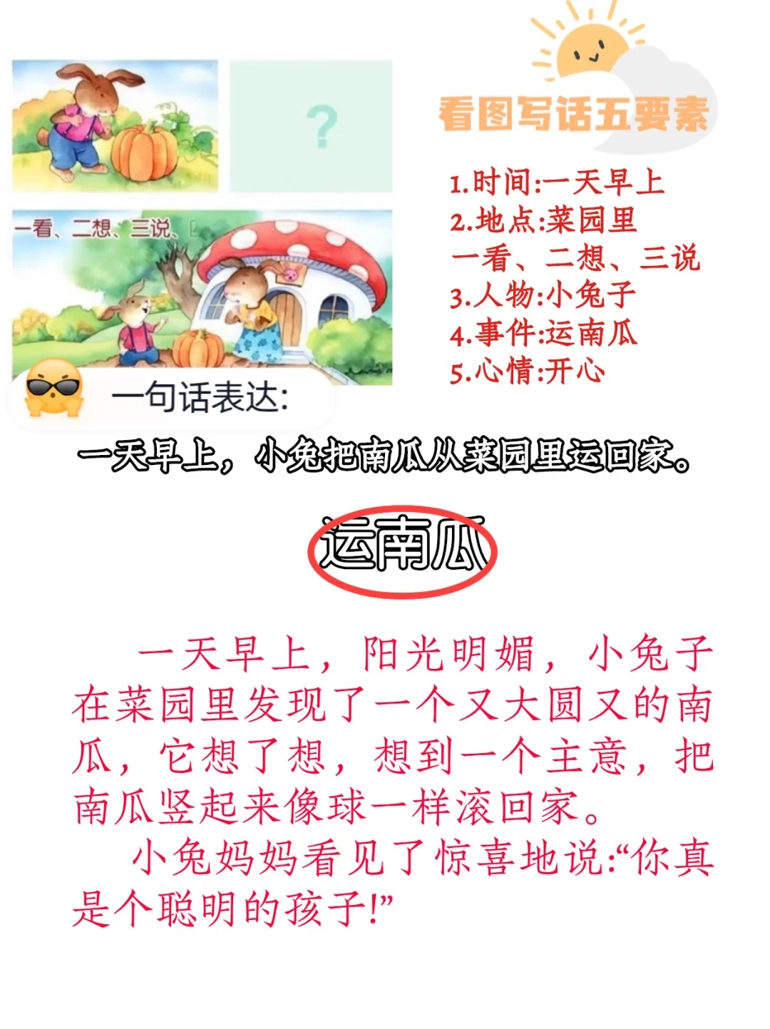 零基础入门，一二年级看图写话范文100篇🔥