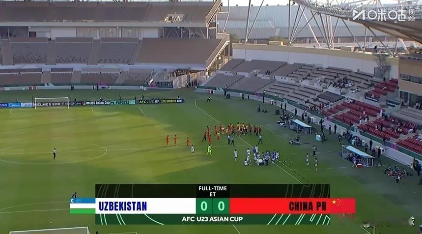 U23国足点球绝杀乌兹别克！
史上首次杀入亚洲杯四强！
四场比赛常规时间一球
