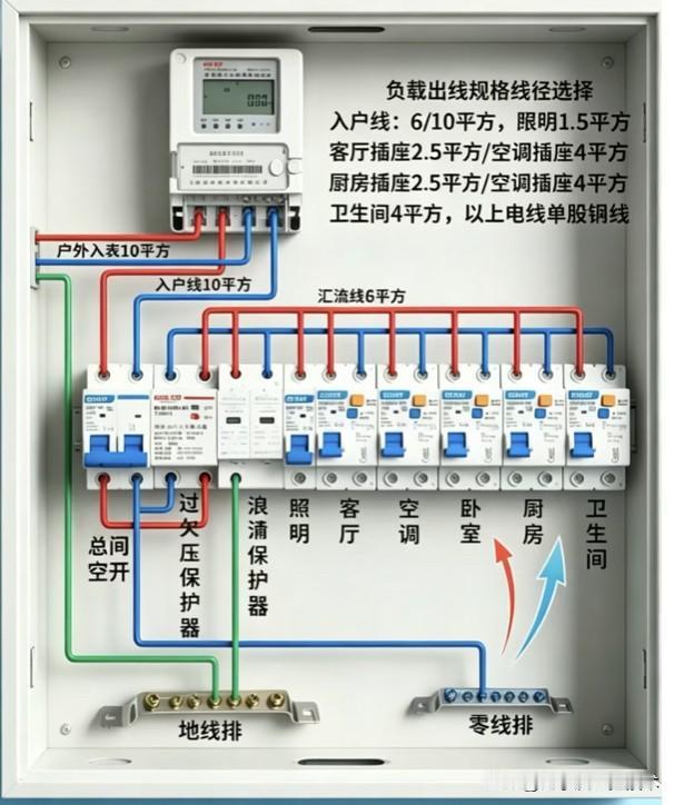 家庭配电箱最标准的配线方案应该是什么样的呢。有很多小伙伴会犯迷糊，下面分享一个实