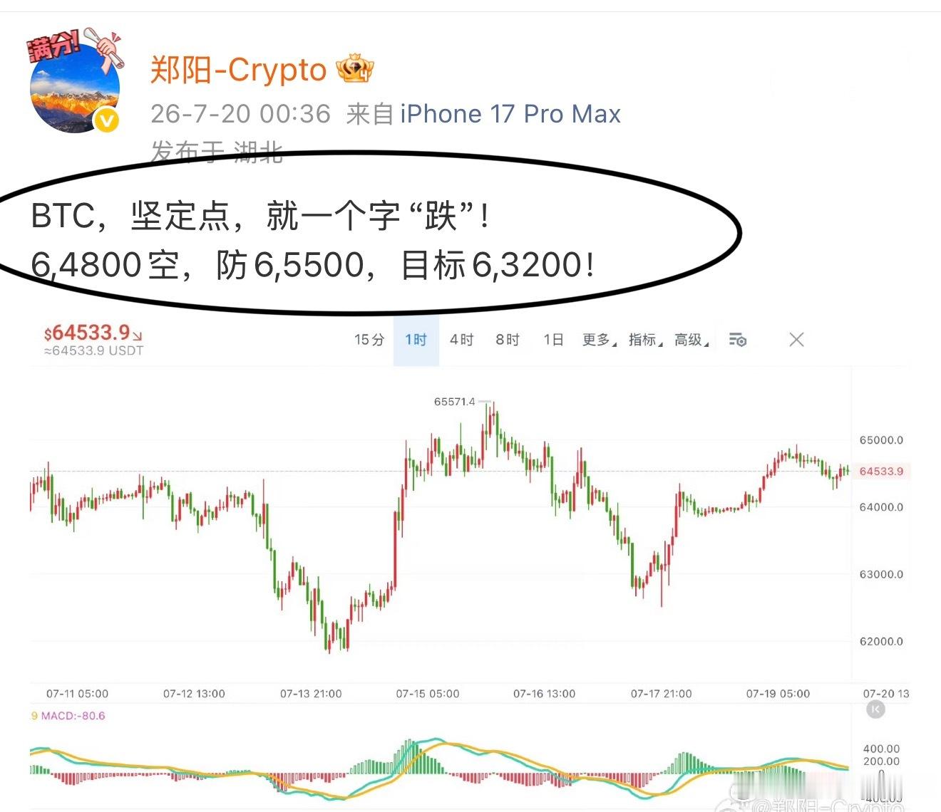 B T，6,4800空，必跌，7月20号凌晨说的，早间又强调了一次。够果断了吧？