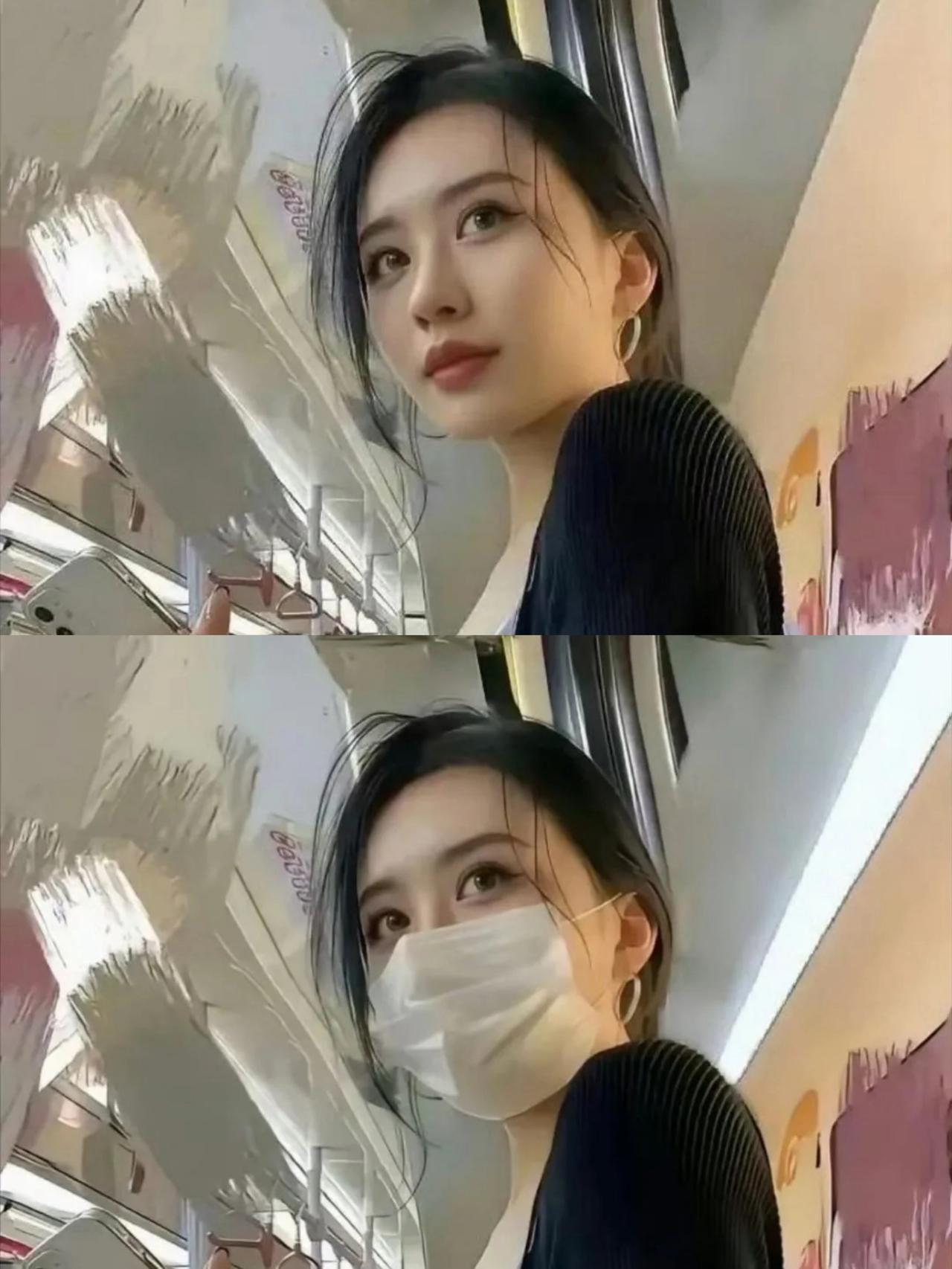 这位女士我觉得戴口罩漂亮，你们觉得呢