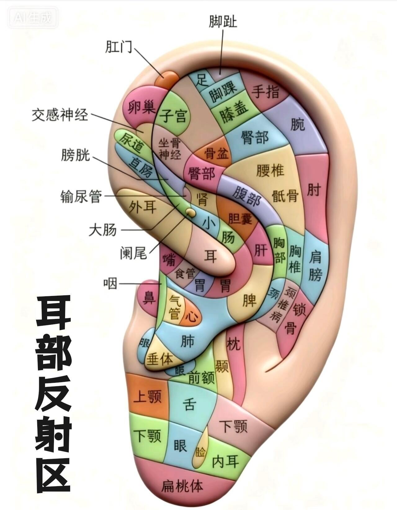 耳部反射区哪有不适可以进行揉捏或进行耳穴压豆穴位养生耳穴健康养生 ​​​