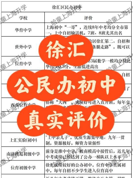 说说徐汇公、民办初中的真实现状