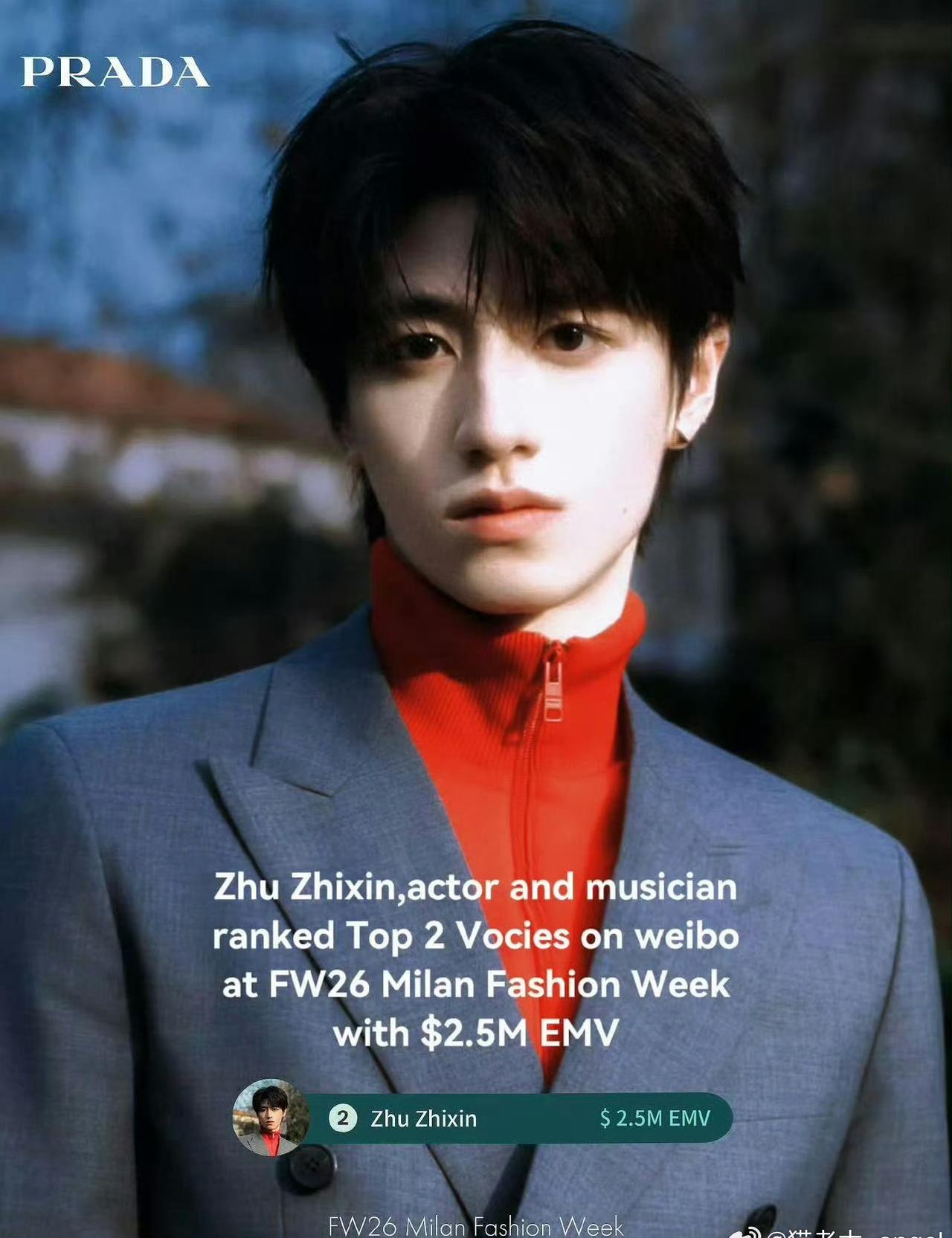 朱志鑫朱志鑫 标准的东方骨相美 👑朱志鑫米兰时装周个人媒体价值 zzx朱志鑫 