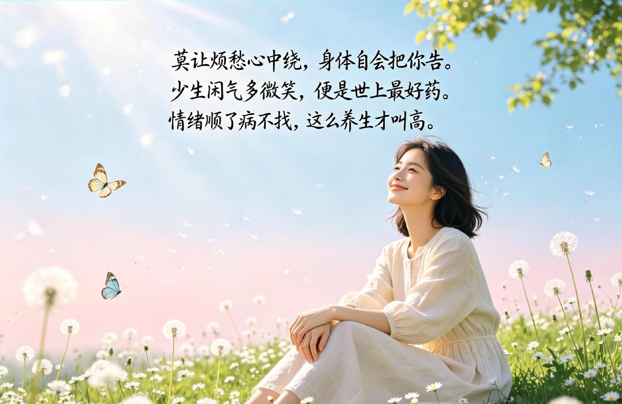 莫让烦愁心中绕，
身体自会把你告。
少生闲气多微笑，
便是世上最好药。
情绪顺了