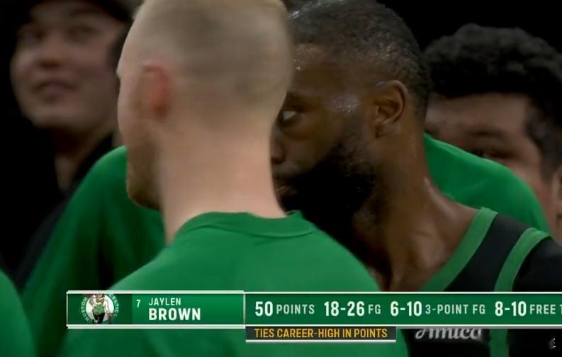 50分，打平生涯纪录，杰伦·布朗下班！凯尔特人VS快船NBA