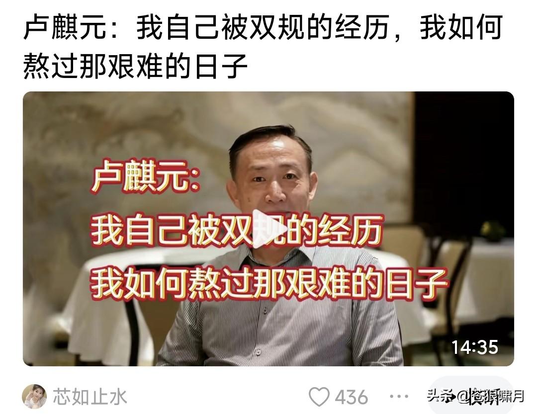 吃惊！卢麒元还有“双规”经历？他说任香港某公司总经理期间，因董事长涉嫌违法被捕入