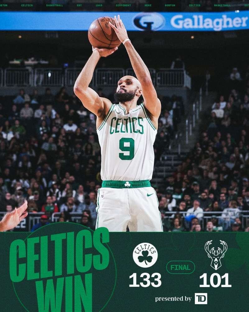 133：101主场大胜雄鹿，基本稳固了第二的排位！杰伦26分，塔图姆23分11板