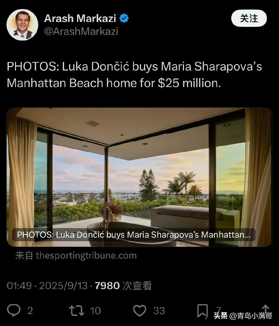 东契奇花费2500万美元购置洛杉矶房产！！！

根据外媒记者最新消息透露，东契奇
