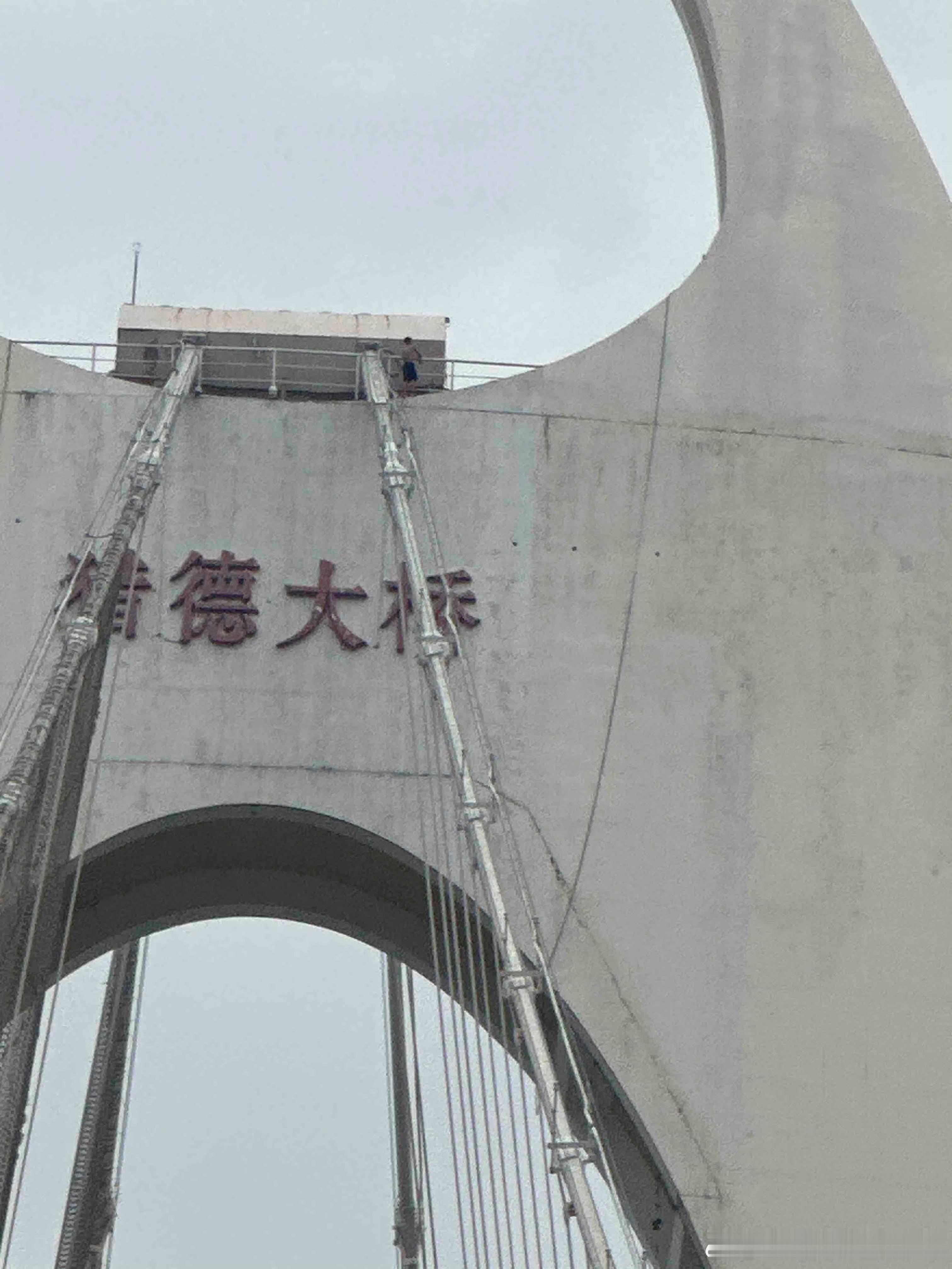 猎德大桥他竟然能爬那么高[允悲]，挑上班高峰期把这座大桥堵住[笑cry][笑cr