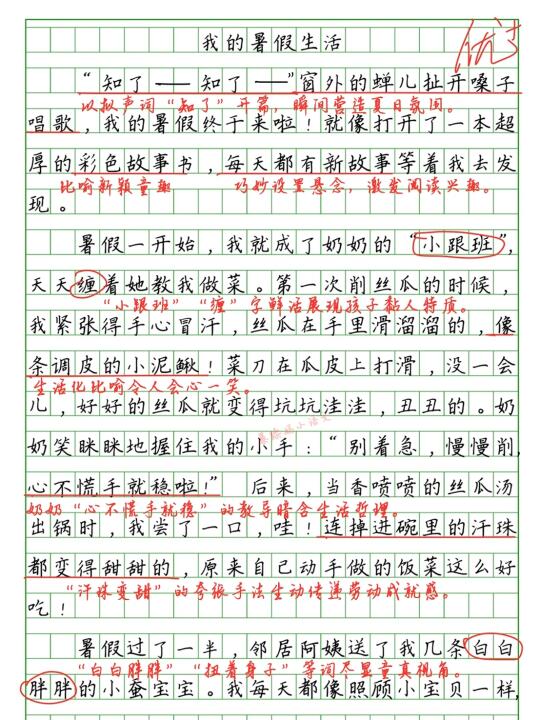 🔥暑假优秀作文批改:《我的暑假生活》